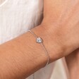 Stainless Steel Tiny Antiqued Heart Bracelet